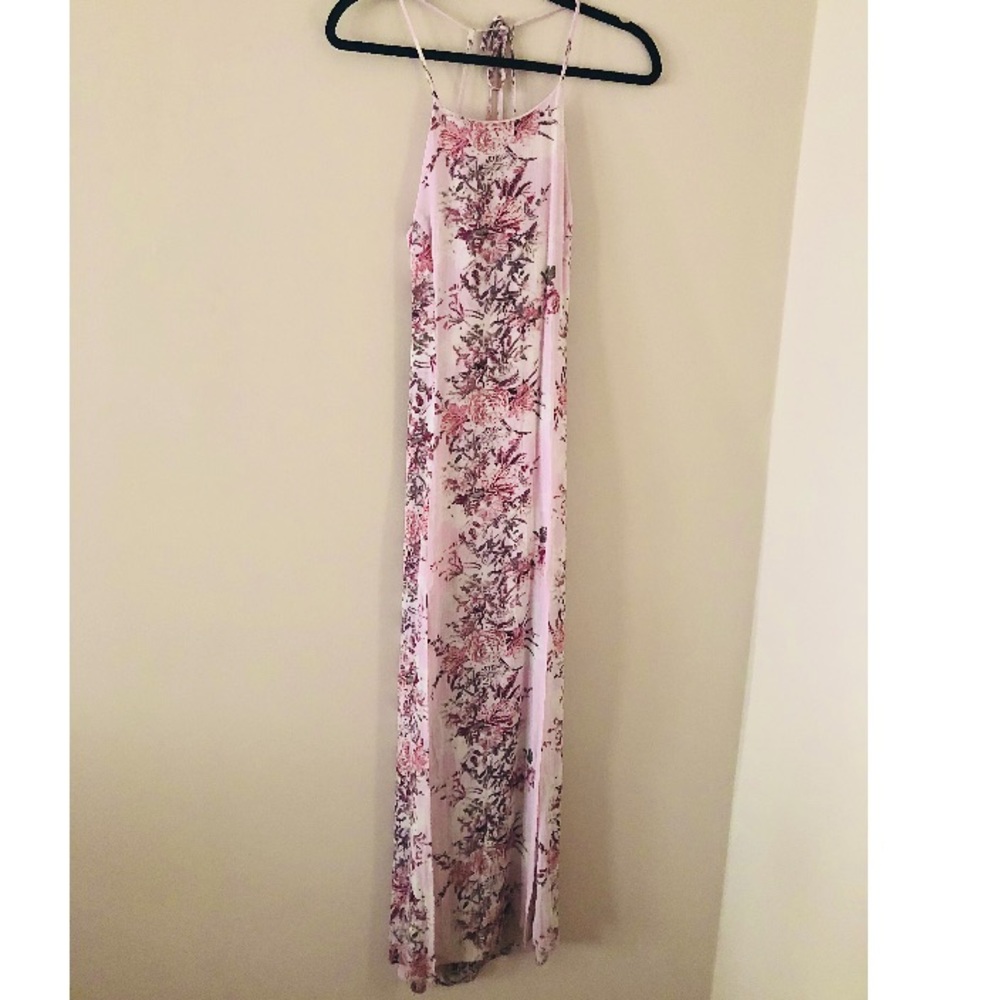 Open-back floral maxi dress